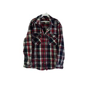 Vintage 90s Five Brother Flannel Chamois Cloth Plaid Button Shirt